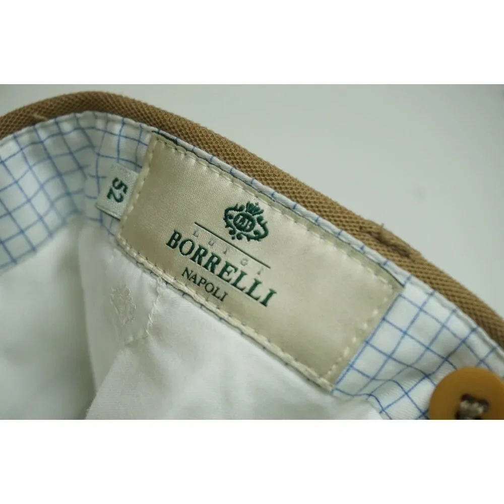 Luigi Borrelli Medium Brown 100% Cotton Pants Sz 52 NEW